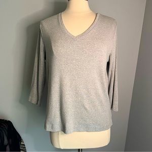 Preswick & Moore XL Cotton 3/4 Length Sleeve Gray Top